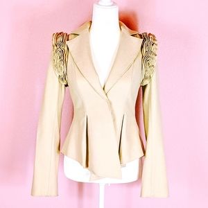Robert Rodriguez Tan Wool Peplum Jacket Size 2